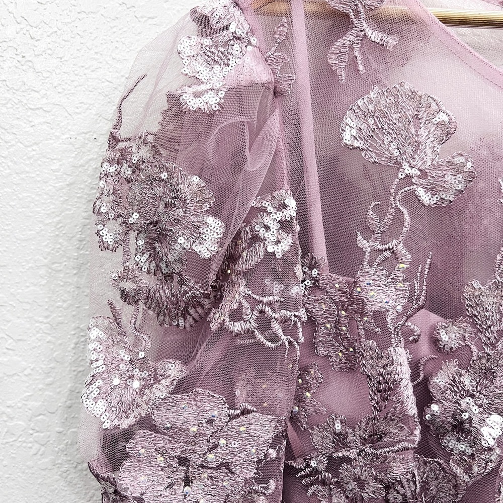 NEW $598 MAC DUGGAL 50664 LILAC FLORAL ILLUSION GOWN Size 18 - Picture 11 of 16